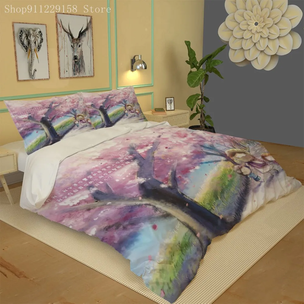 Фиолетовый пододеяльник набор Постельное белье фиолетового дерева в виде