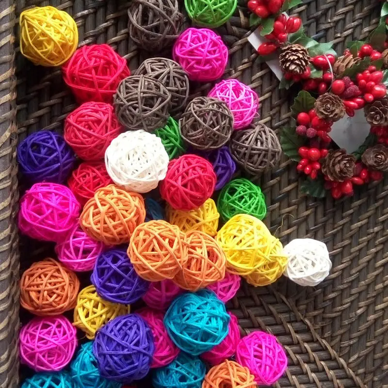 B-Mixed 3cm/5cm 20PCS Round Shape Rattan Ball Sepak Takraw for Christmas Birthday Party & Home Wedding Decoration | Дом и сад