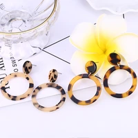 fashion acrylic drop earrings for women leopard print round resin hanging dangle earring statement boho jewelry za 2019 brincos