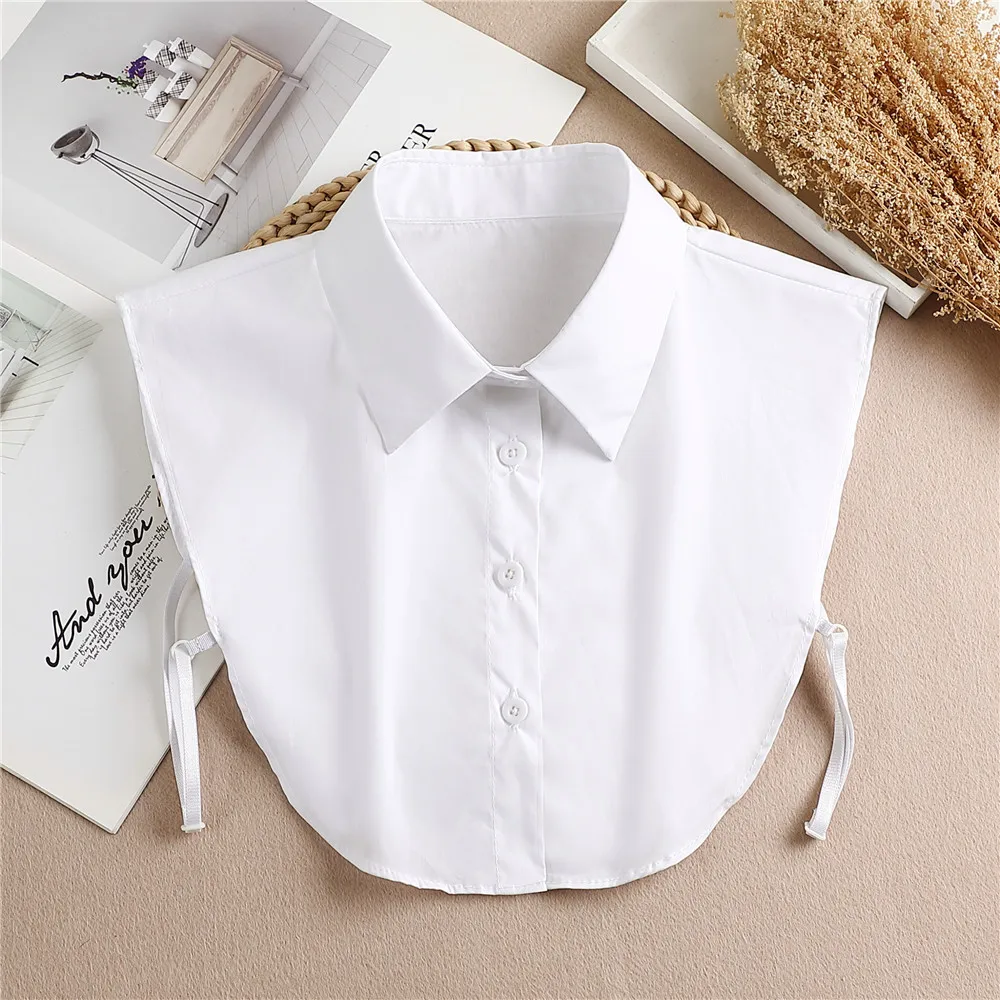 

Sitonjwly 2022 Women False Collars Decor White Button Down Fake Collar Solid Color Neck Female Detachable Collar Accessories