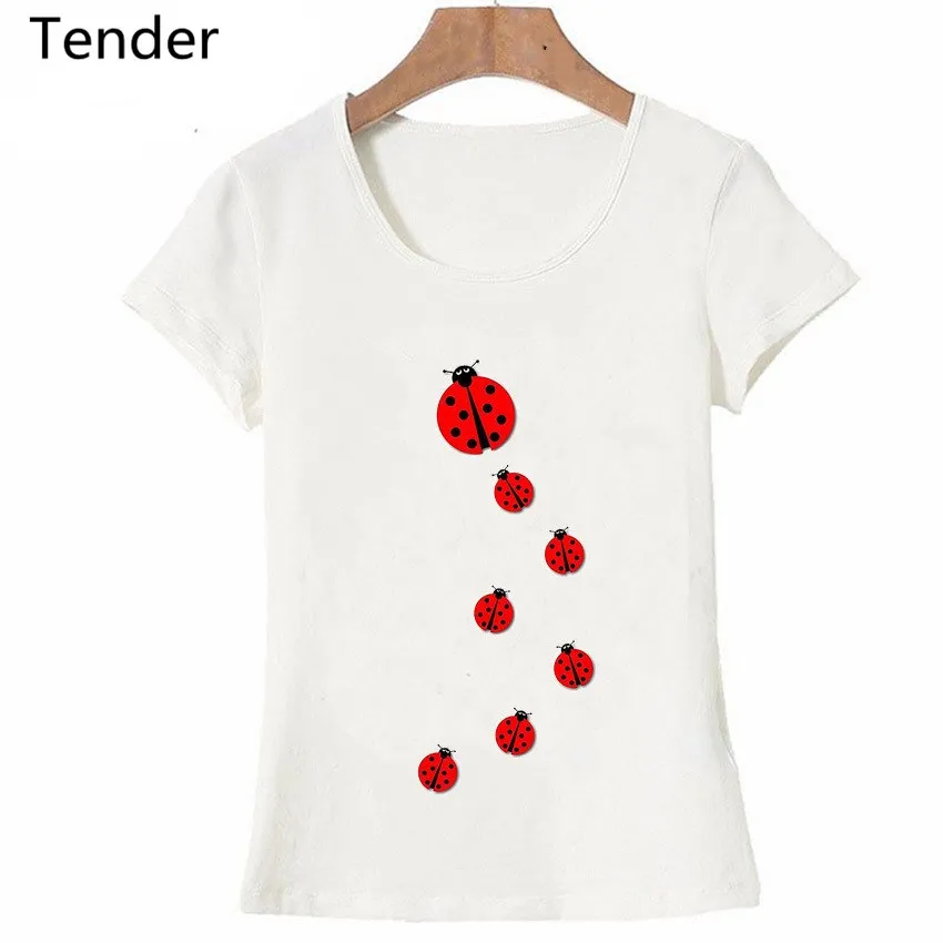 2020 летняя модная женская футболка с множеством божьих коровок новая