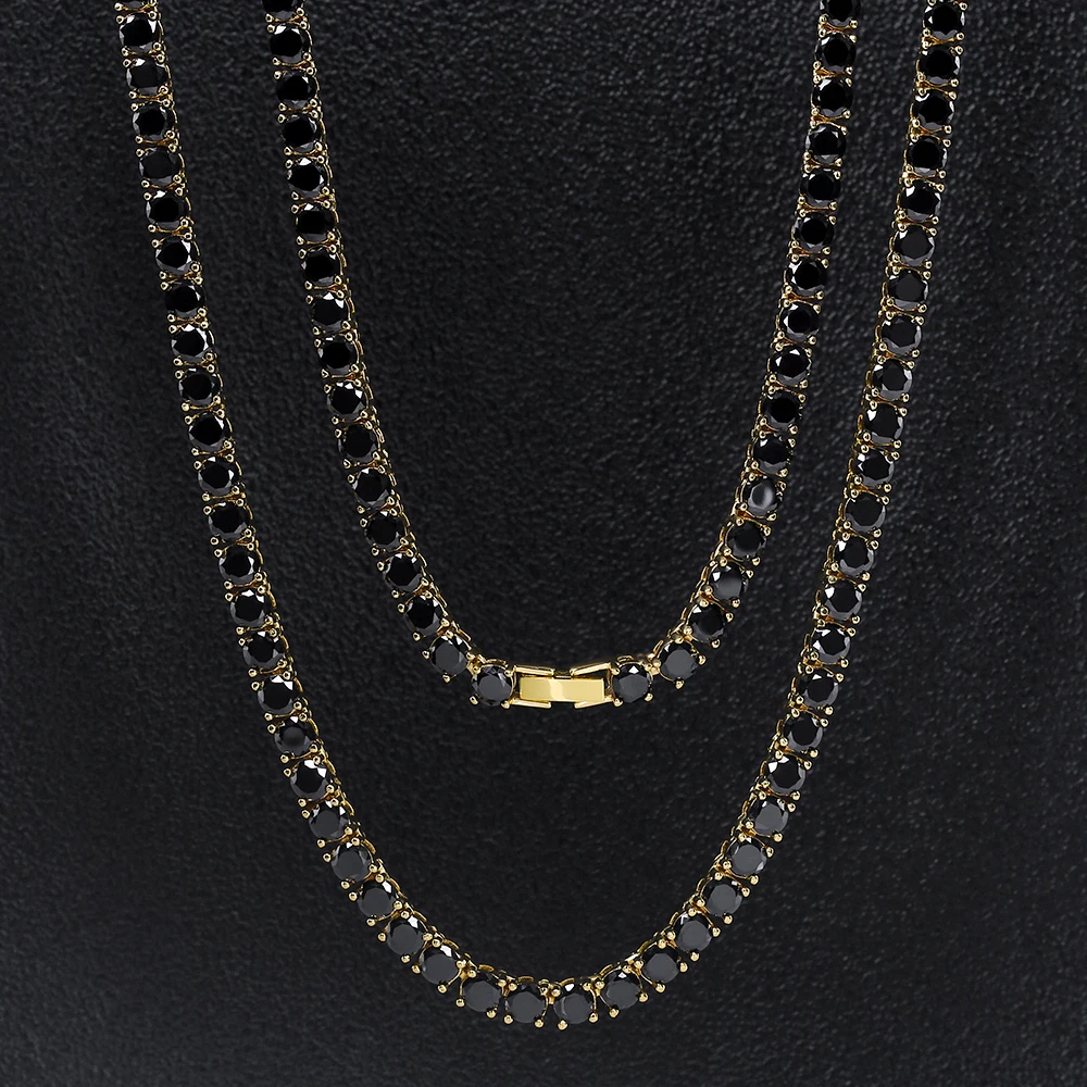 Iced Out ожерелье теннисная цепочка Bling Link 4 мм 5 черный микро инкрустированный Циркон