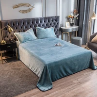 luxury crystal velvet sheet flannel flat bed sheet set single king size bedspread cover linen sheets warm bedspread coverlet