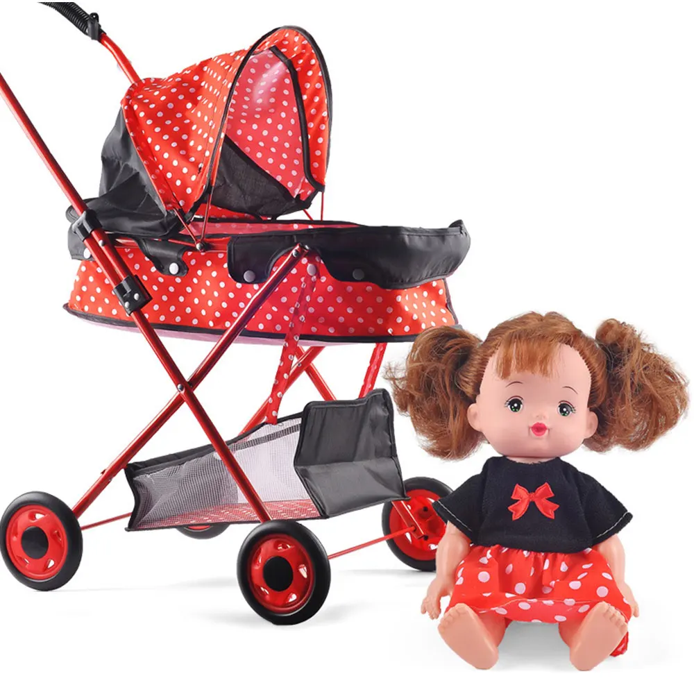 

Baby Stroller Simulation Doll House Accessories Infant Carriage Trolley Nursery Toy Girls Gift Pretend Game