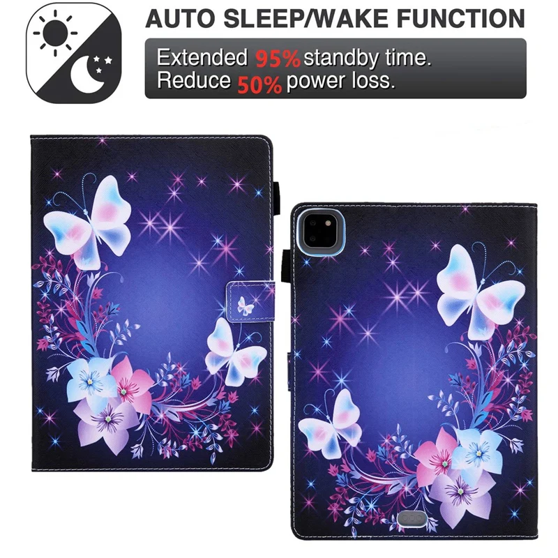 

for IPAD PRO11/IPADAIR4 10.9 Protective Cover Flip Cover with Card Slot Bracket Leather Protective Shell Magic Butterfly