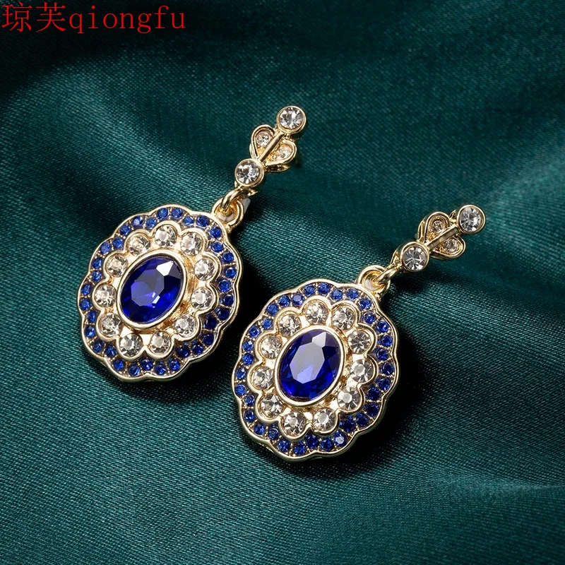 

Korea S585 cubic oxidized Hao stone earrings earrings creative sapphire fashion rhinestone jewelry ladies earrings