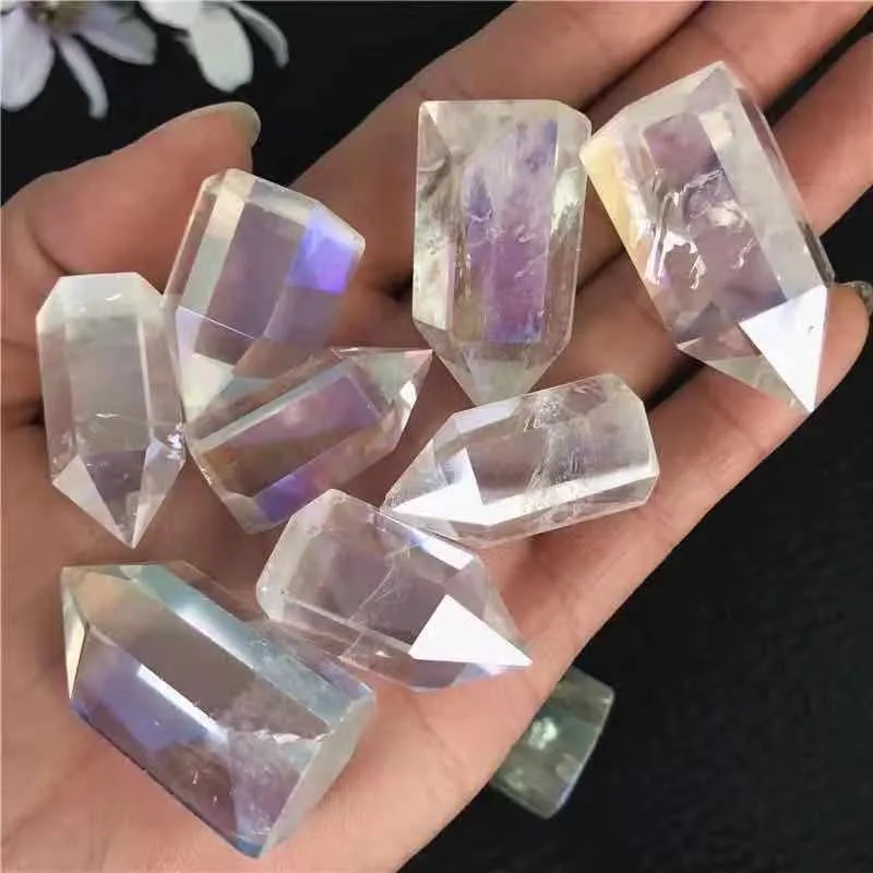 

MOKAGY 40mm-50mm Angel Aura Quartz Natural White Clear Quartz Crystal Wand Point 1pc