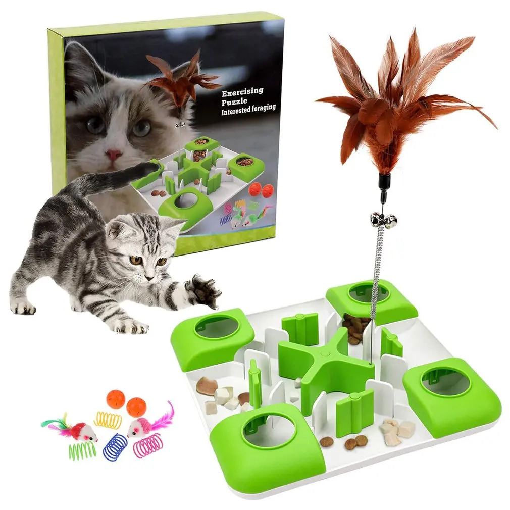 

New Hot Interactive Maze Puzzle Feeder For Cats Puzzle Cat Toy For Various Cat IQ Training Toys With 3 Level Challenges