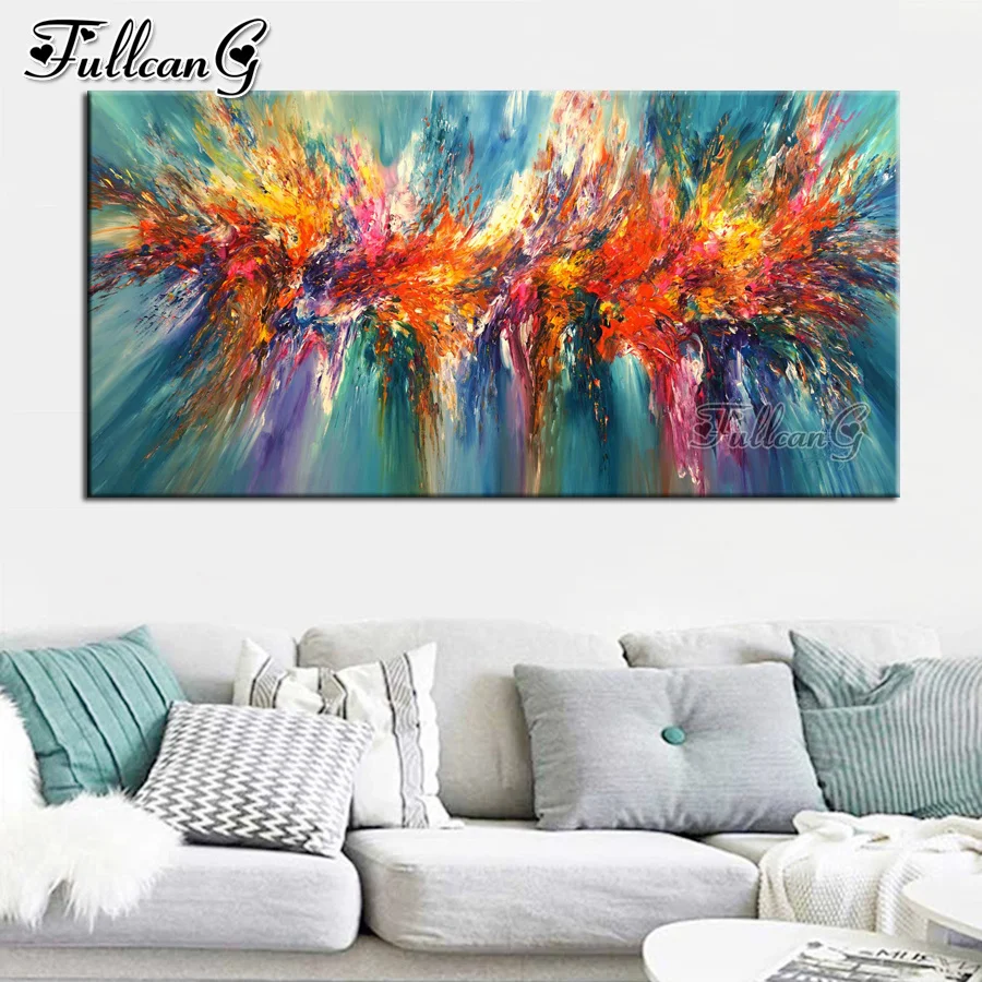 

FULLCANG Abstract colorful clouds mosaic 5d diy large diamond painting graffiti landscape full rhinestone embroidery kits FG0325