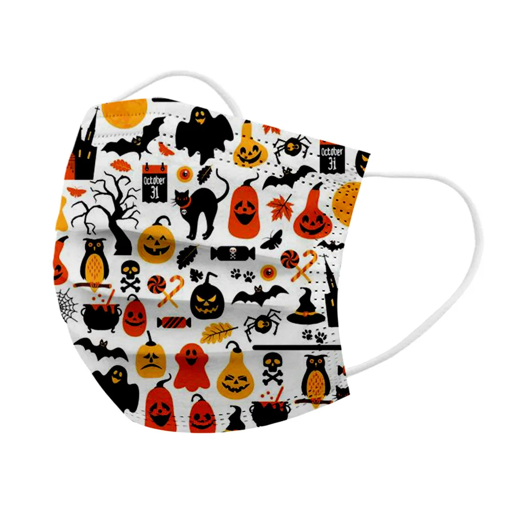 

Children Halloween Funny Pumpkin Prints Outdoor 50pcs Kids Face Mask Reusable Face Cover Mask Masque En Tissus Lavable 2020 New