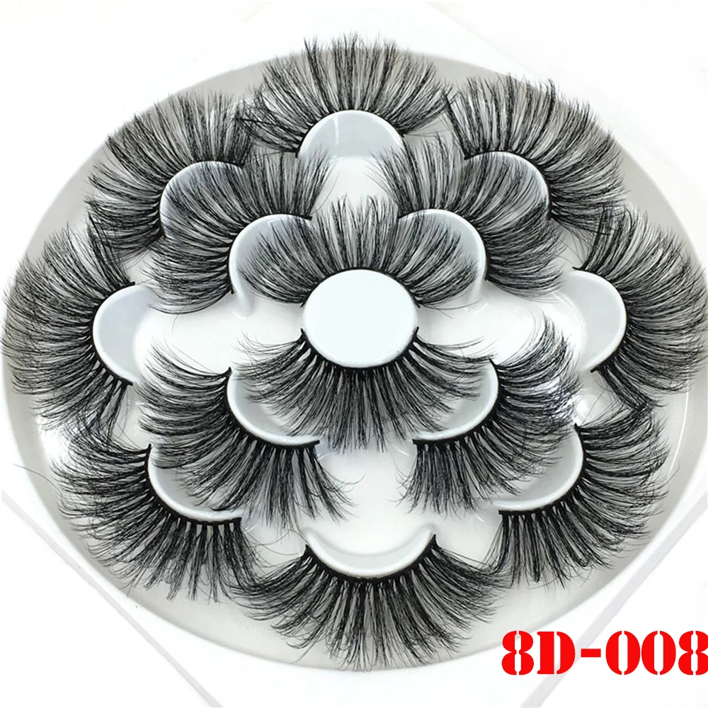 8D-008 7 пар 3D норковые накладные ресницы 25 мм толстые выпученные пушистые ресницы ручной работы безжалостные объемные норковые ресницы для наращивания макияжа - Цвет: 8D-008