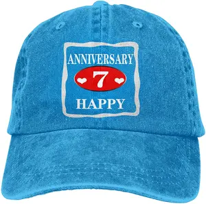 7th Anniversary Relationship Or Marriage Sports Denim Cap Adjustable Unisex Plain Baseball Cowboy Snapback Hat
