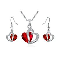 luxury women elegant cubic zirconia necklace pendant earrings sets cartilage piercing jewelry wedding heart design