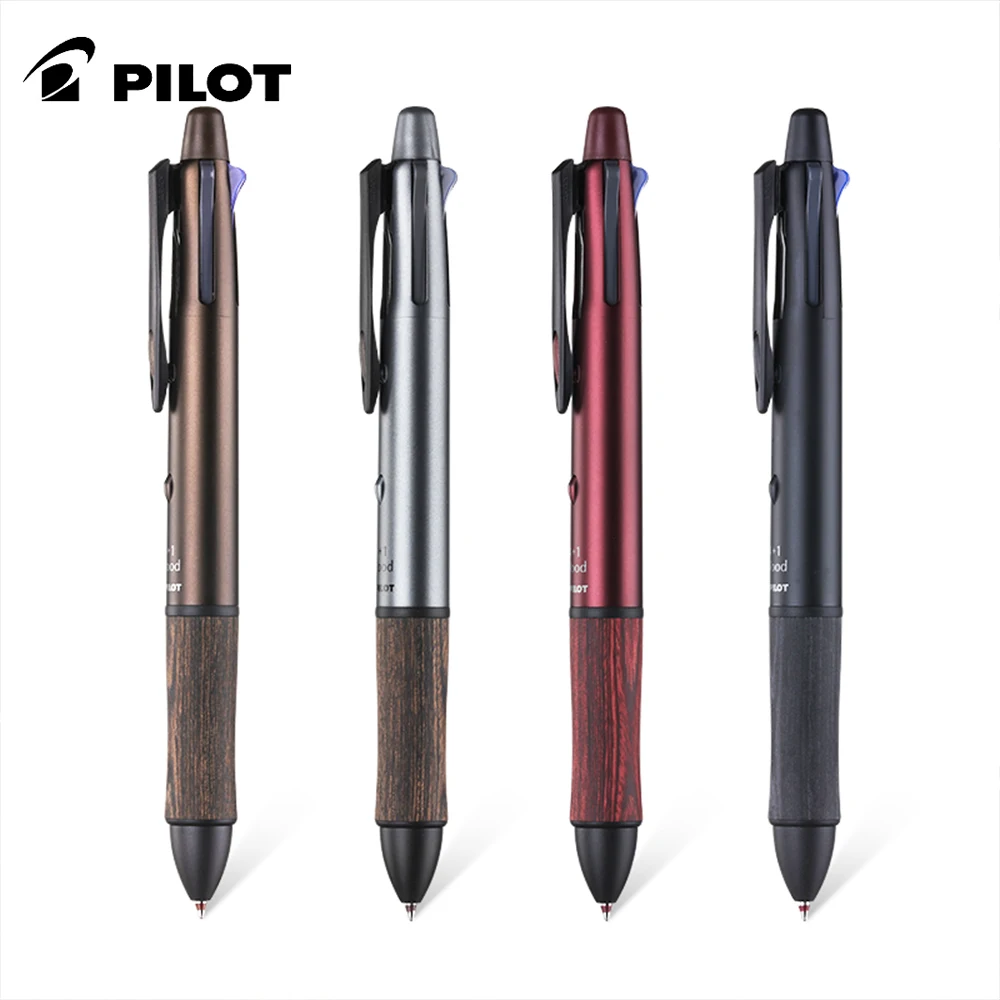

PILOT 4+1 Wooden Pen Grip Multifunctional Four-color Ballpoint Pen 0.7+0.5 Mechanical Pencil BKHFW-2SR Push Type