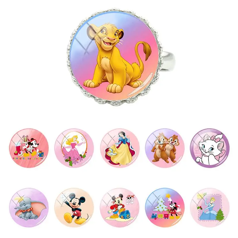 Кольца из Диснея Smurfs стеклянное купольное кольцо с Микки Маусом модные