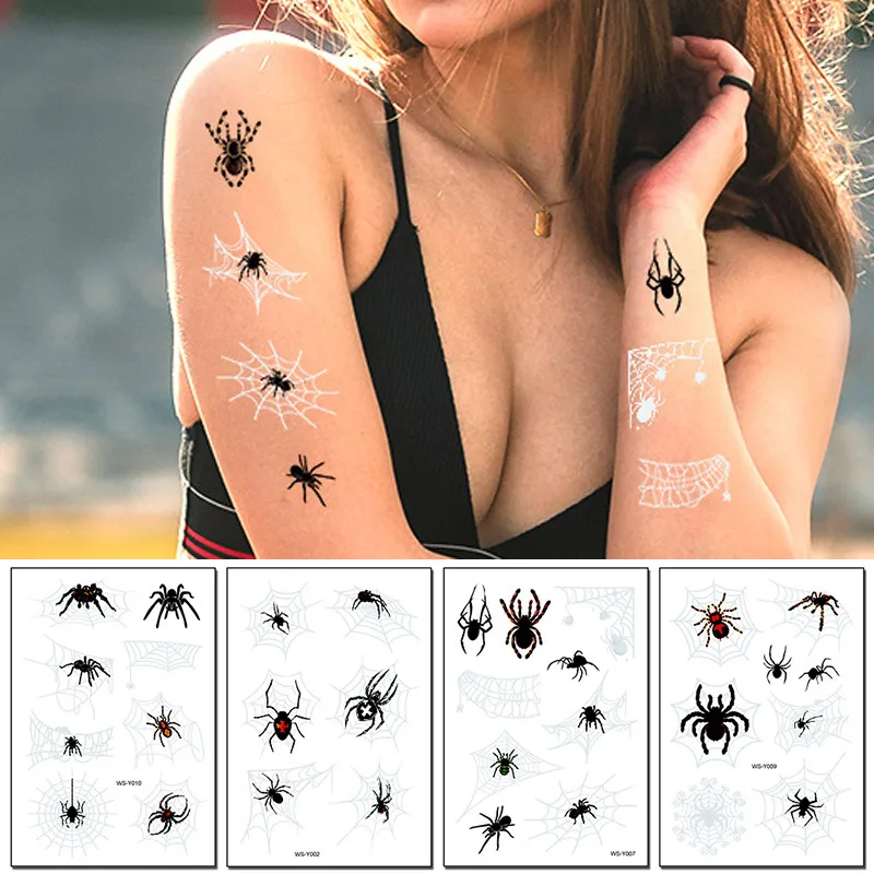 Тату-Наклейка 3D для пауков временная Водонепроницаемая наклейка с ужасами