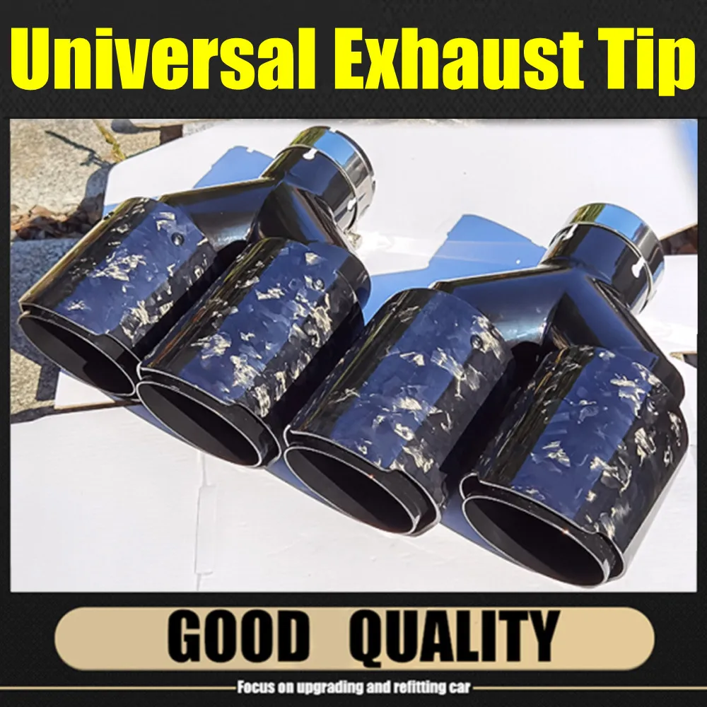 

Автомобильный кованый из углеродного волокна глянцевый глушитель наконечник Y-образный двойной выход выхлопная труба глушители украшение сопла Универсальный черный из нержавеющей стали