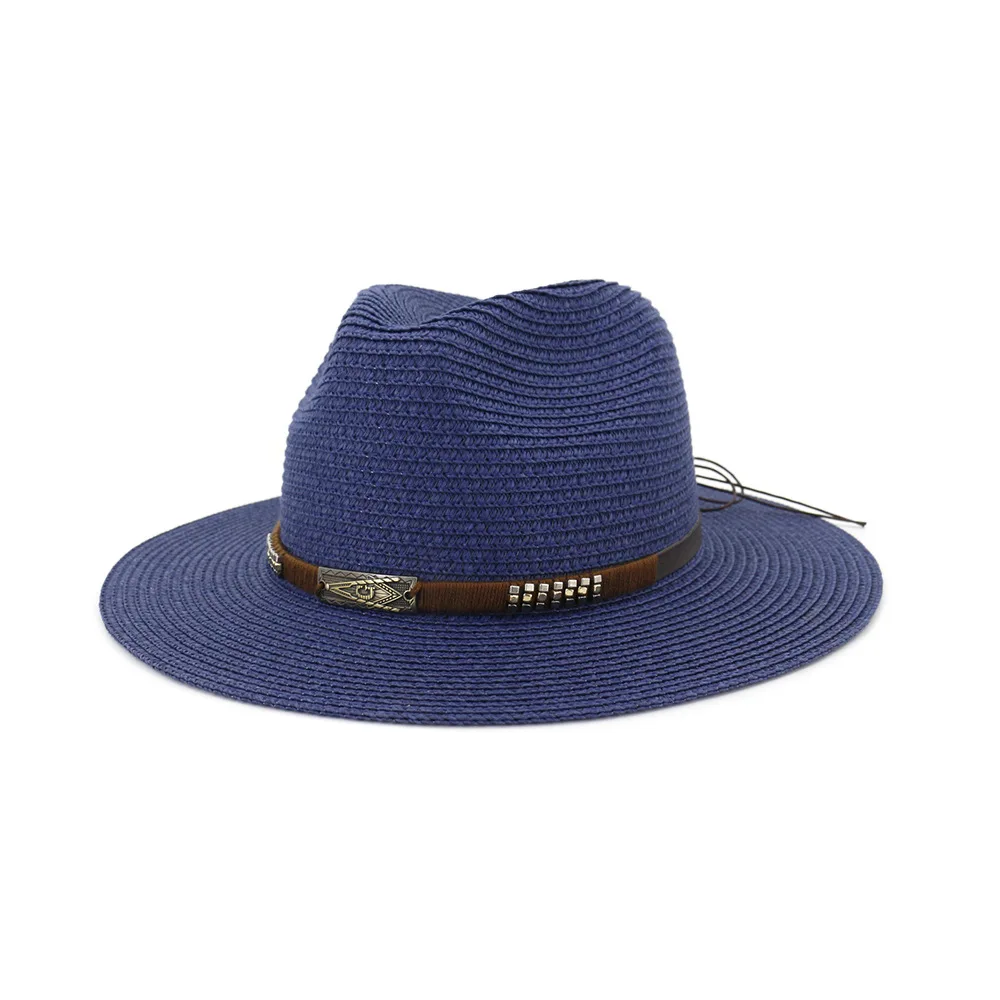 Уличная пляжная Солнцезащитная джазовая шляпа парная с плоским краем соломенная