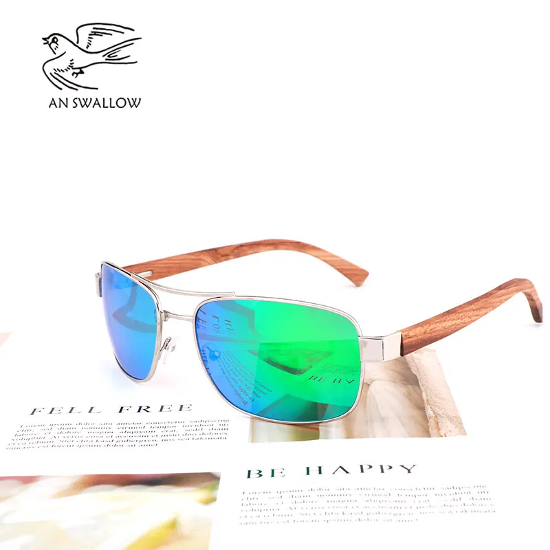 Оригинальные новые модные ретро деревянные солнцезащитные очки с металлической