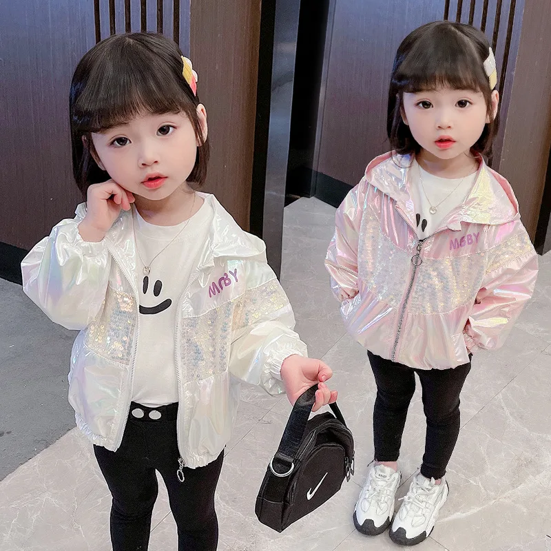 

Children's spring coat 2021 new children's colorful bright reflective jacket girl's leisure sports windbreaker