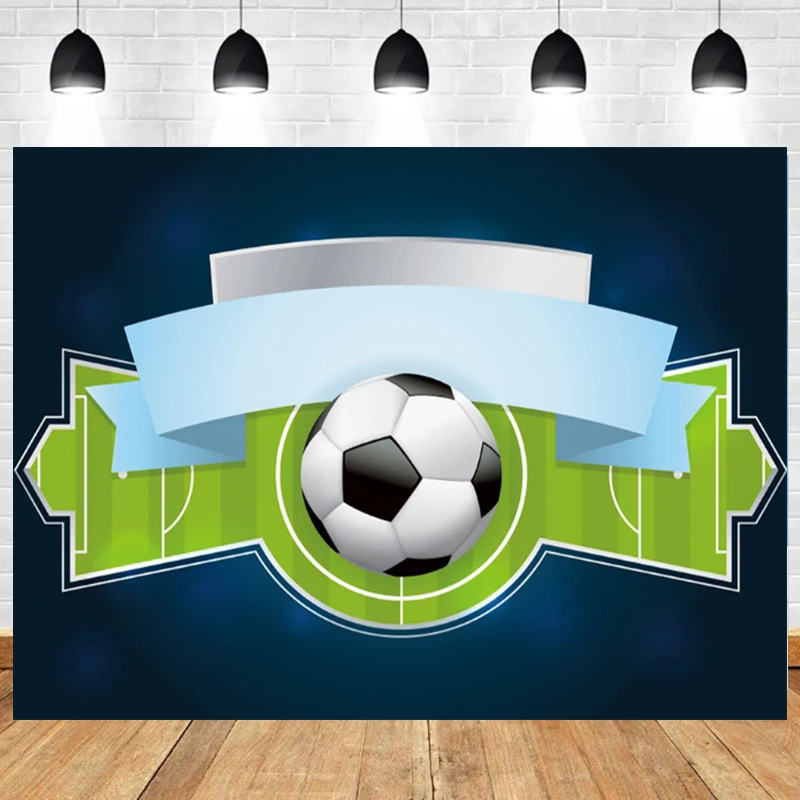 

Customized Soccer Boy Happy Birthday Party Backdrop Newborn Sports Star Baby Photo Background Football Field Decor Studio Banner