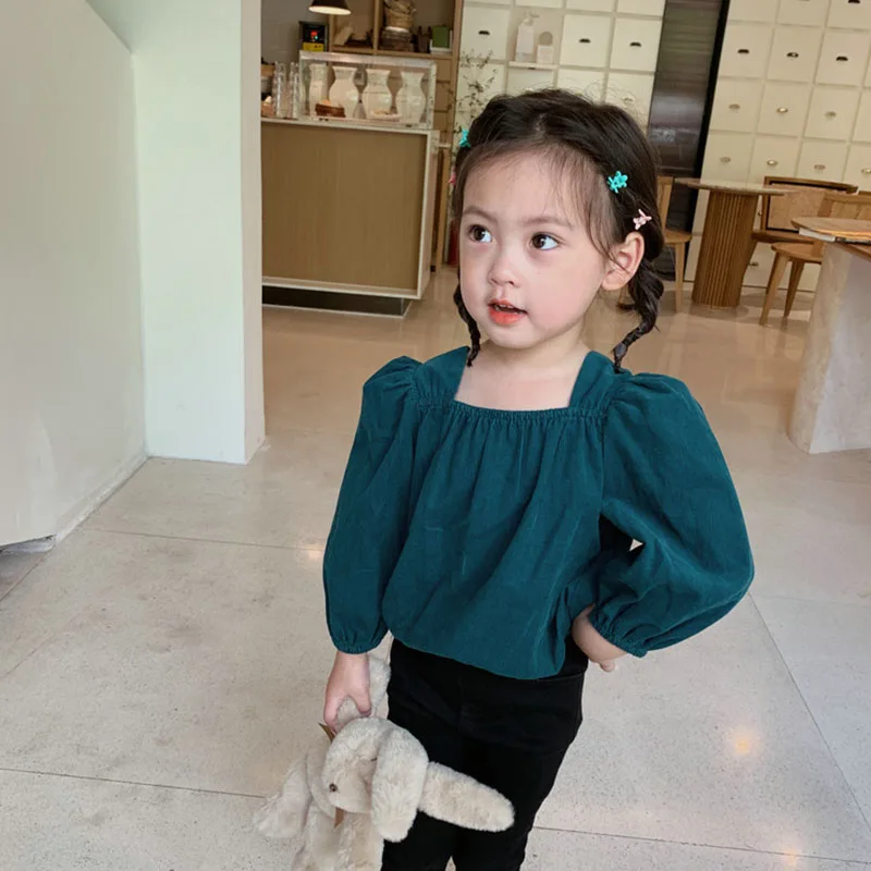 

Bear Leader/детская одежда для маленьких девочек; Корейская мода; Новинка; Осенняя Однотонная футболка; Повседневные топы для маленьких детей