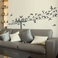 moder power line birds wall decal living room city urban landscape animal wall sticker bedroom vinyl home decor