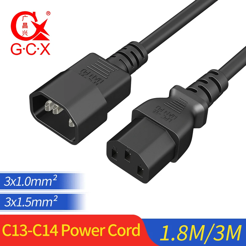 GCX IEC C13 к C14 удлинитель питания мужчин и женщин 17AWG 16 AWG кабель для Dell PC монитор