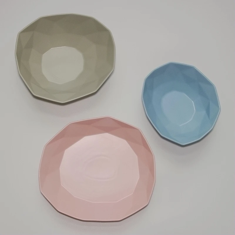 

Nordic ceramic tableware irregular geometric frosted salad bowl plate
