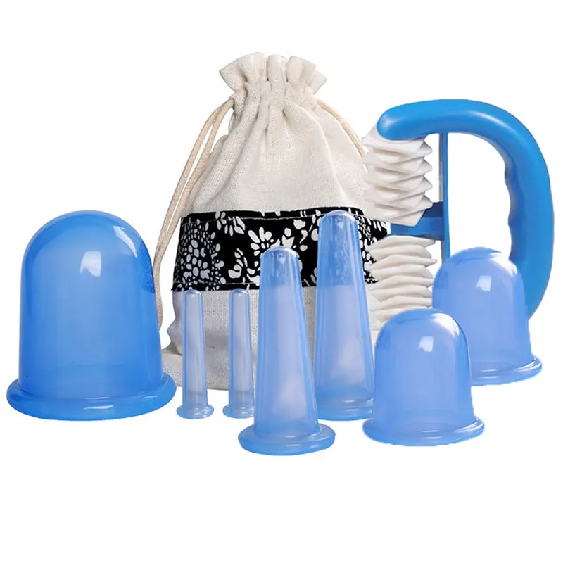 

8pcs Jar Silicone Vacuum Cupping Cans for Body Massage Ventosa anti cellulite Suction Cups Face Massager Cupping Therapy Set