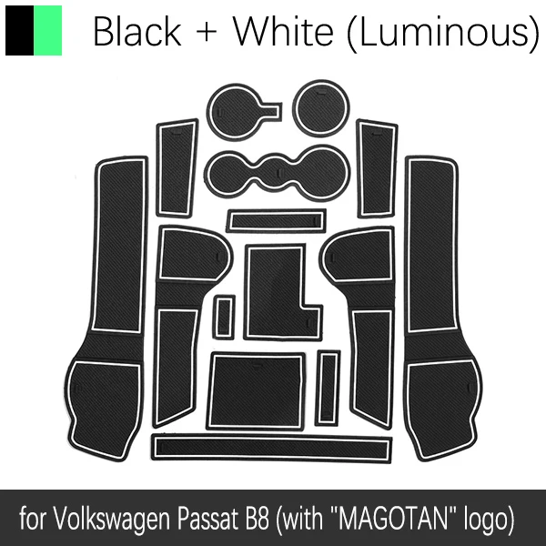 White Luminous Противоскользящие резиновые чашки подушки двери паз коврик для VW Passat B8 Volkswagen Variant Alltrack GT~ аксессуары коврик для телефона - Название цвета: White Luminous