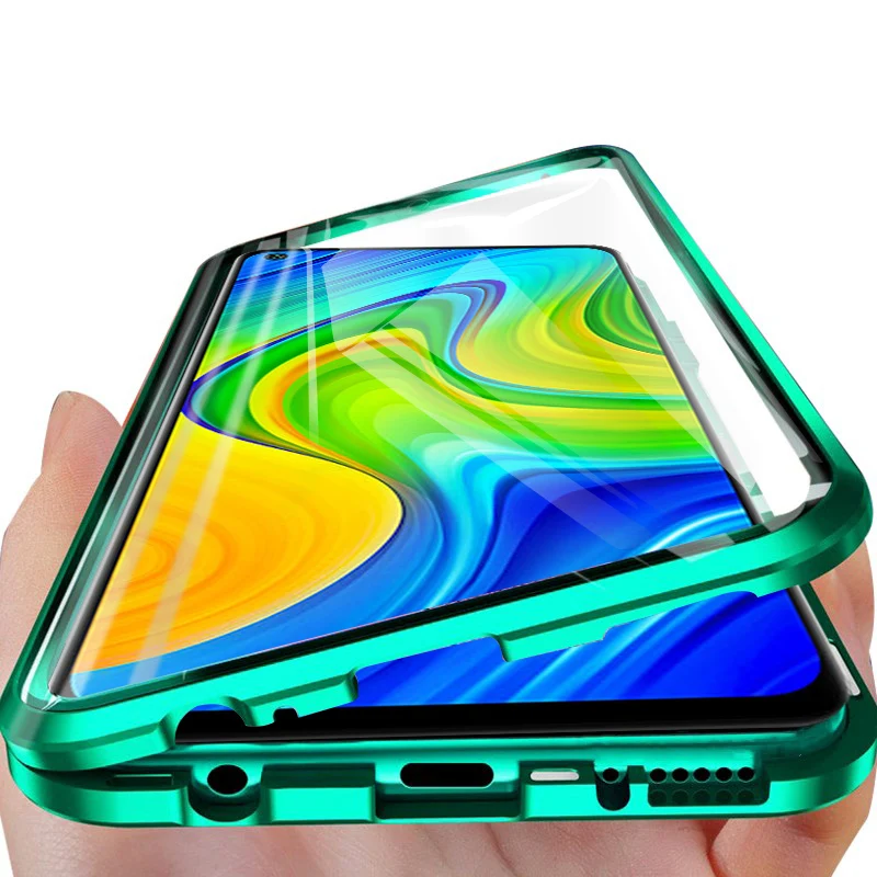 

For Redmi Note 9 Case 360 Double Sided Glass Cases For Xiaomi Redmi Note 9 Note9 6.53 Magnetic Metal Bumper Back Cover Coque