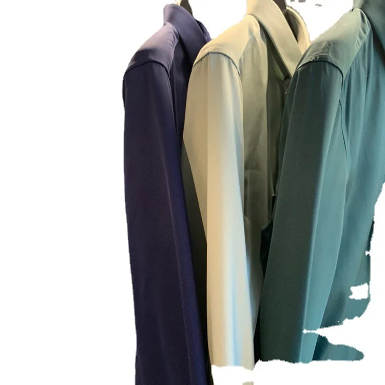 

21 spring and summer new men's fashion solid color bamboo fiber long sleeve business casual shirt men's shirt 0557
