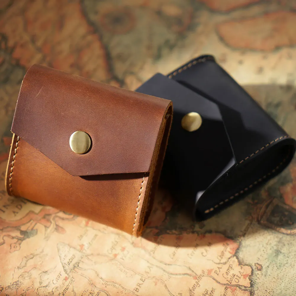 

Genuine Leather Purse Vintage Cowhide Coin Key Headphone Line Bag Mini Small Wallet Solid Color Casual Pocket Pouch
