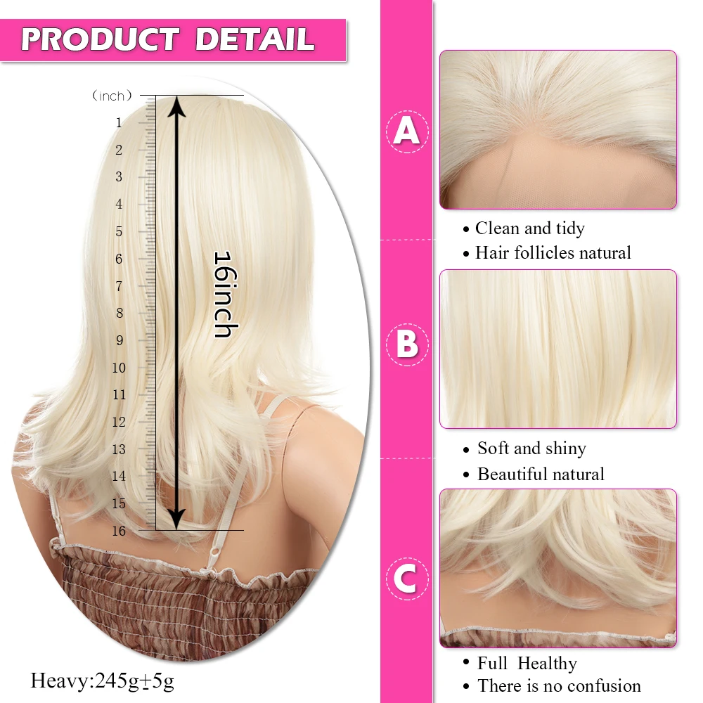 Парик женский прямой синтетический на шнуровке 16 дюймов без клея|Синтетические
