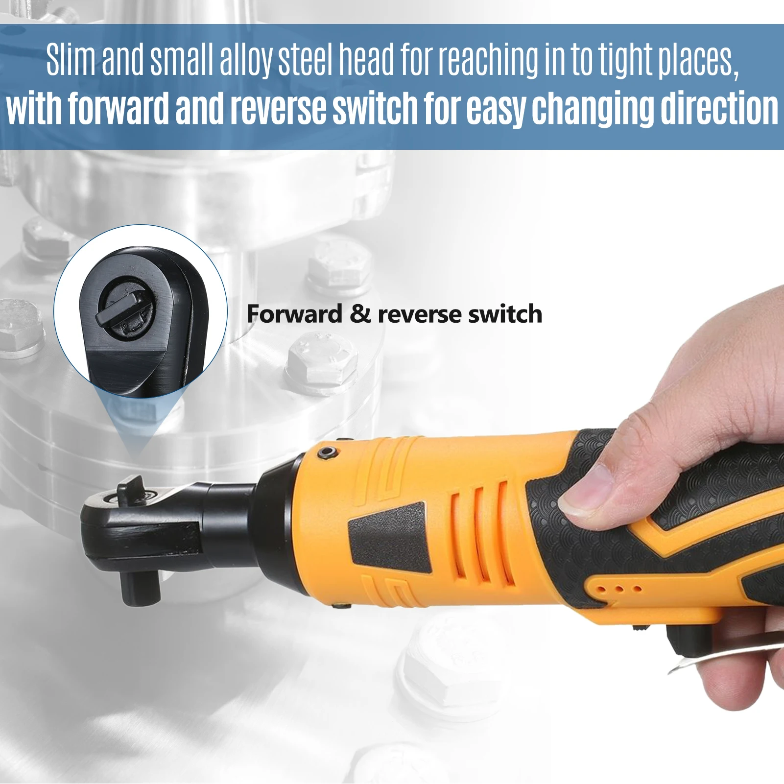 Cordless Electric Ratchet Wrench 18V Power Tool Ratcheting Socket with 2 Pack 6000mAh Rechargeable Battery | Инструменты