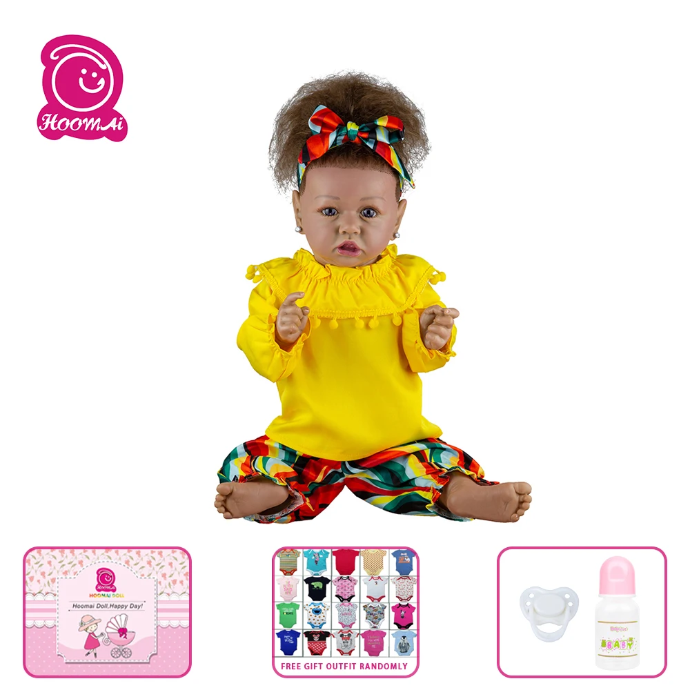 

Hoomai New 23" Black Skin Realistic Reborn Baby Dolls Soft Body for Kids Christmas Gift Best Playmates