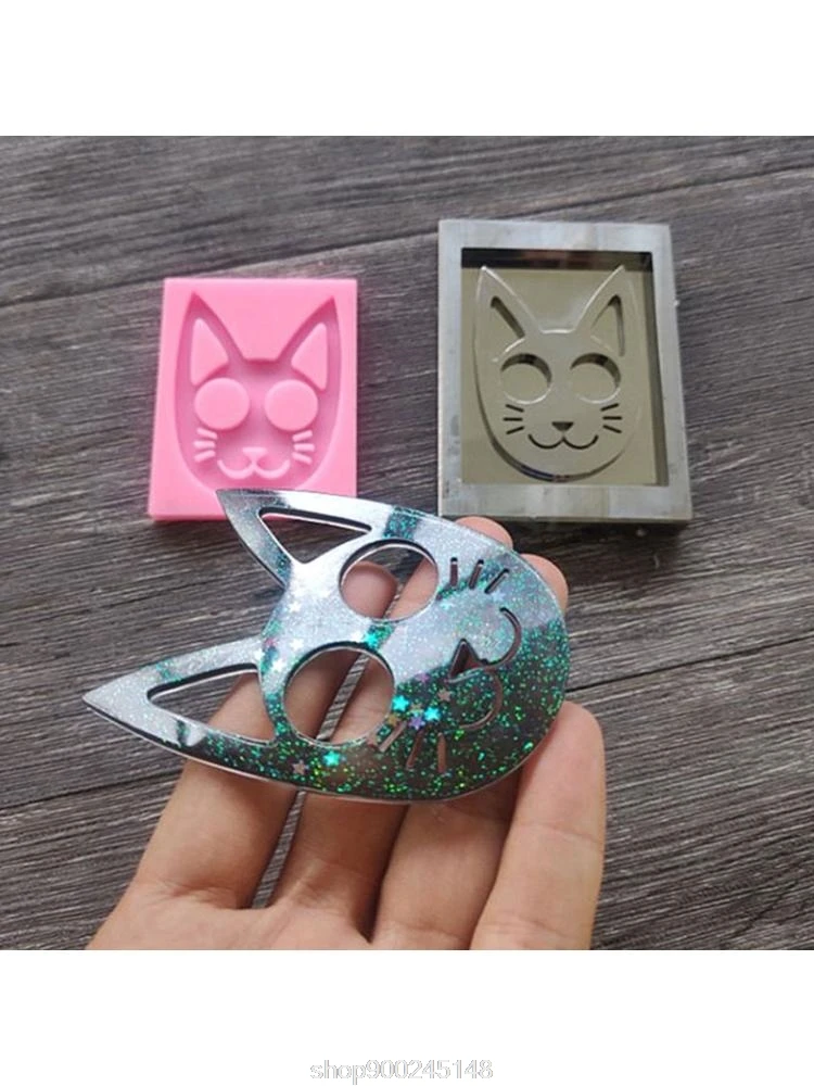DIY Super Glossy Self-defense Cat Keychain Pendant Casting Silicone Mould Clay Crafts Making Crystal O06 20 Dropshipping | Украшения и