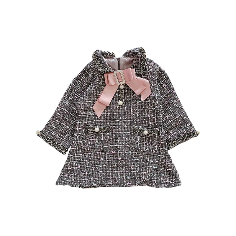 2019 Новая Осенняя юбка с длинными рукавами и бантом для девочек пачка юбки