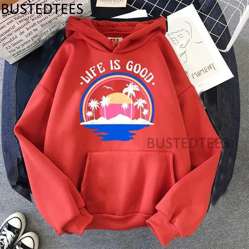 

Life Is Good Print Hoodies Harajuku Autumn Winter Casual Hoodies Hip Hop Streetwear 2021 Fashion Casual Hoodies Sweatshirts