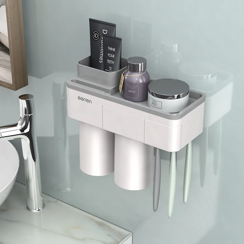 

Bathroom Accessories organizer Set Toothbrush Holder Automatic Toothpaste Dispenser Holder Toothbrush Wall Mount Rack Tools Set