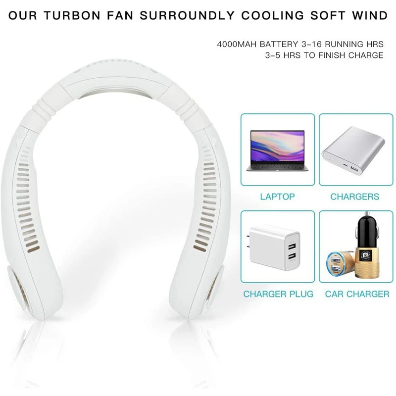 Goedkoop Haeger-Persoonlijke Hals Fan Draagbare Mini Koeler Ventilator Handen Gratis Bladeless Fan 4000 Man Batterij Operated Wearable Persoonlijke Fan