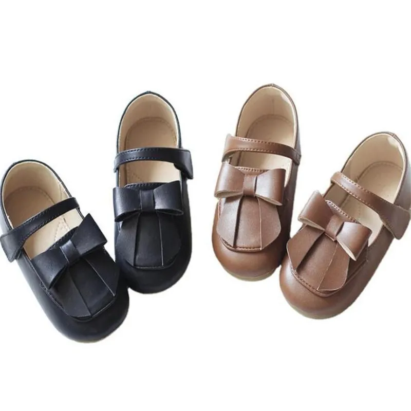 

Children Genuine Leather Shoes 2021 New Princess Bow Retro Waterproof Toddler Real leather Moccasins