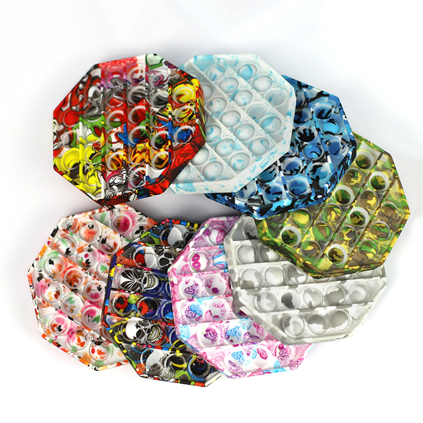 

Tie-dye Color Pop Bubble Sensory Decompression Fidget Toys Children's Educational Parent-child Stress Relief Squeeze Toy