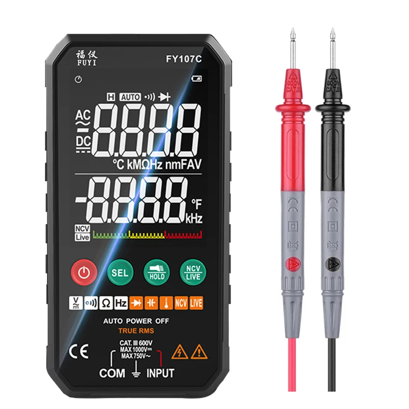 

Digital Multimeter Automatic Intelligent Tester RMS DC NCV Transisto Capacitance Temperature Voltage Indicator Multimeter Tester