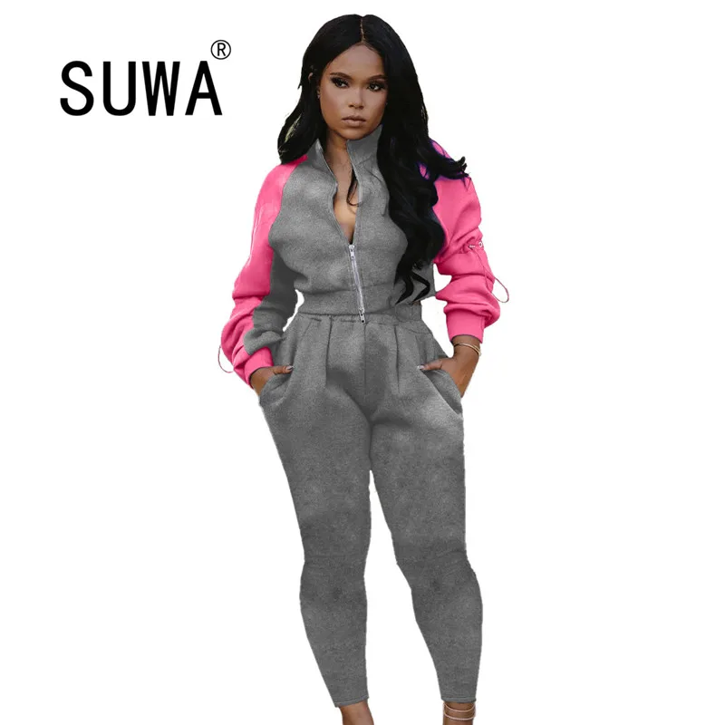 

Женский костюм для фитнеса, комплект из двух предметов, кофта на молнии с длинным рукавом и брюки с высокой талией