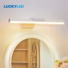 Светодиодный настенный светильник LUCKY, комнатная современная лампа для зеркала в ванной, 12 Вт, 56 см, белая, черная настенная лампа для гостиной, спальни