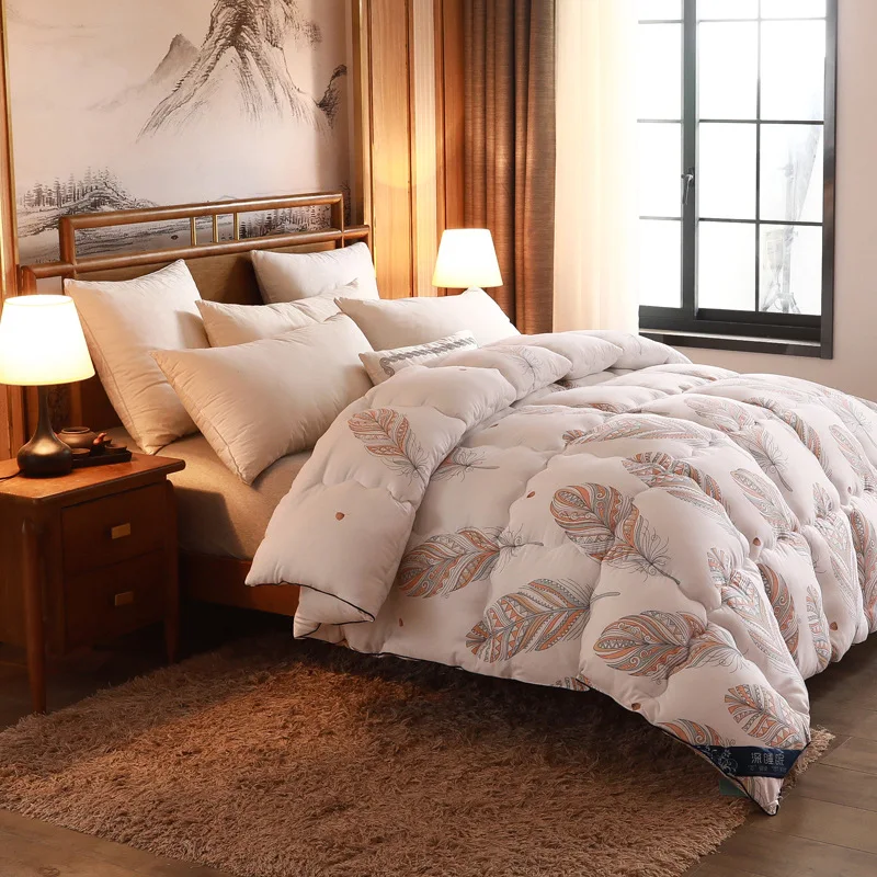

New Plant Print Autumn Winter Duvet Thick Warm Comforter Duvets for Home Bedding Quilt 150x200cm/180x220cm/200x230cm/220x240cm
