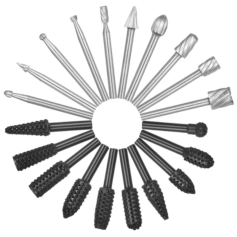 

10Pcs 1/8 Inch Wood Carving File Rasp Drill Bits and 10Pcs 1/4 Inch Carving Drill Bits Woodworking Drill Bits