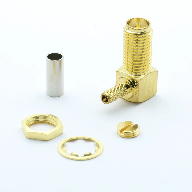 100 шт. позолоченный коннектор RP SMA с гнездом под прямым углом Разъем RF 90 градусов